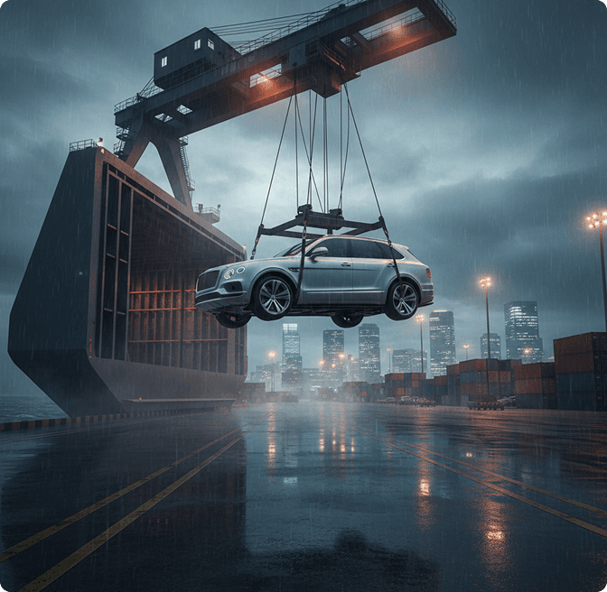 Vehicle ready for import shipping through Raiz Autos