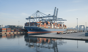 Cargo ship transporting vehicles after settlement