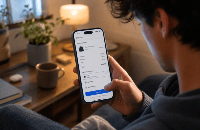 Customer using checkout on mobile